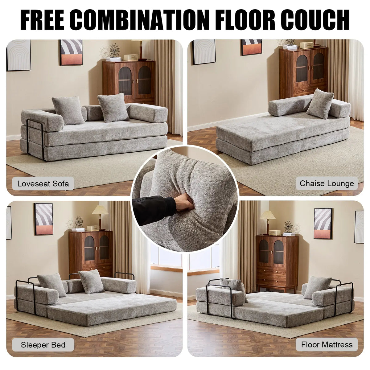 4-in-1 foldable sleeper sofa no assembly