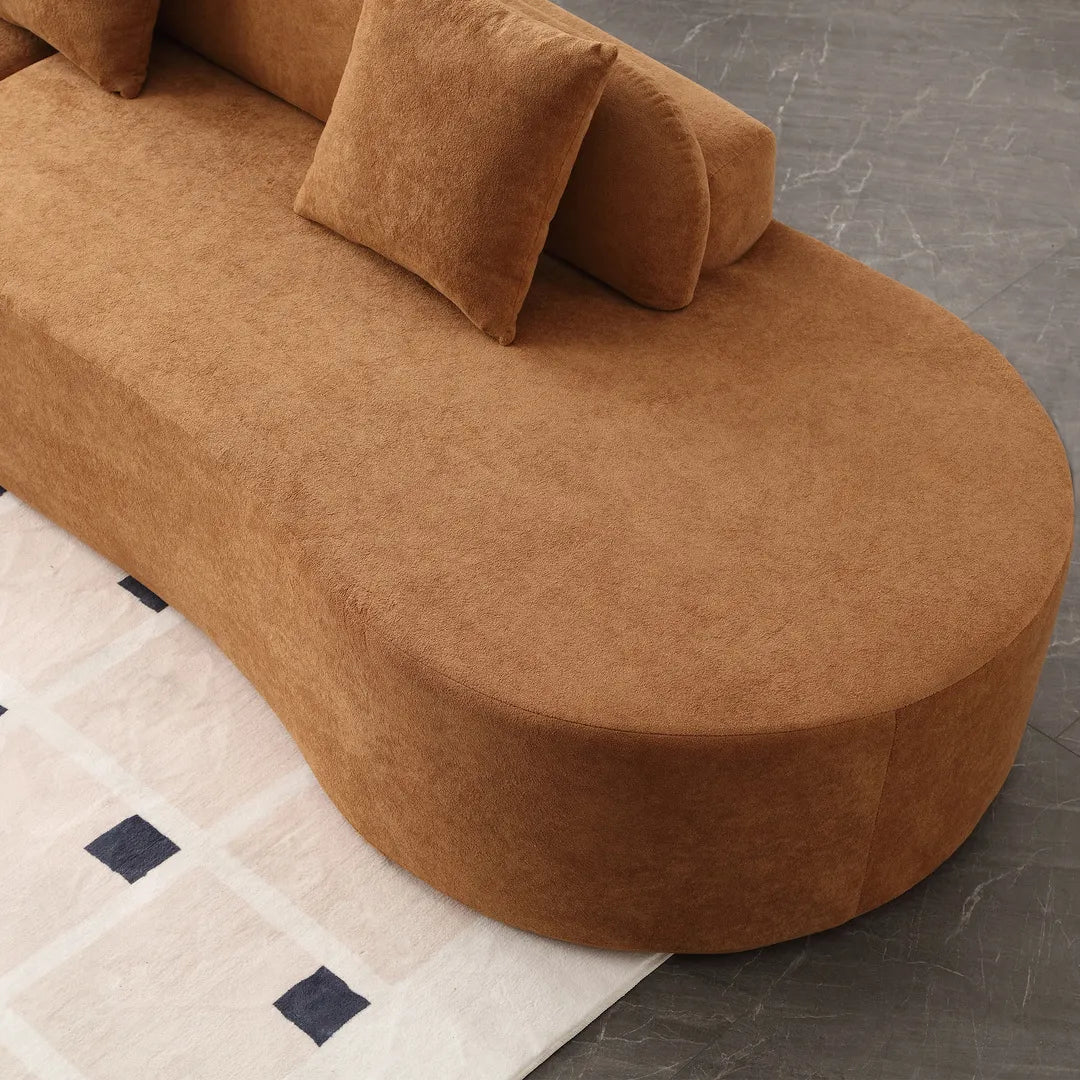 130.5” Oversized Curved Couch with 3 Pillows