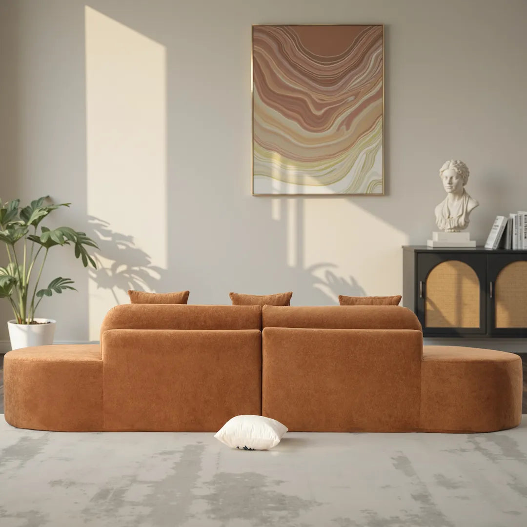 130.5” Oversized Curved Couch with 3 Pillows