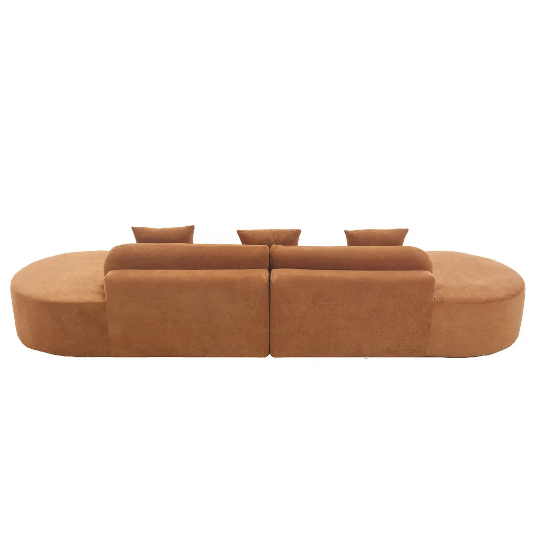130.5” Oversized Curved Couch with 3 Pillows
