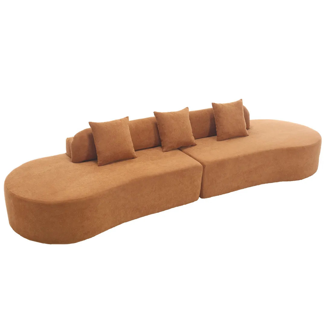 130.5” Oversized Curved Couch with 3 Pillows