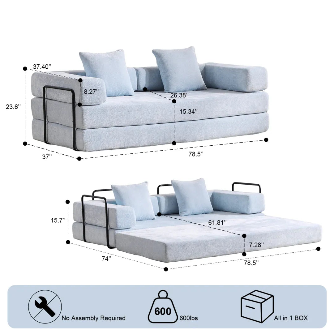 77" Sleeper Sofa Bed Chenille