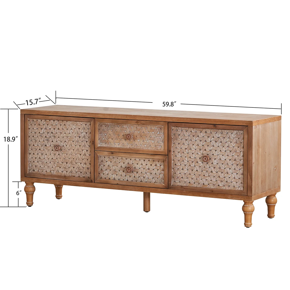 60" Wooden Woven TV Stand