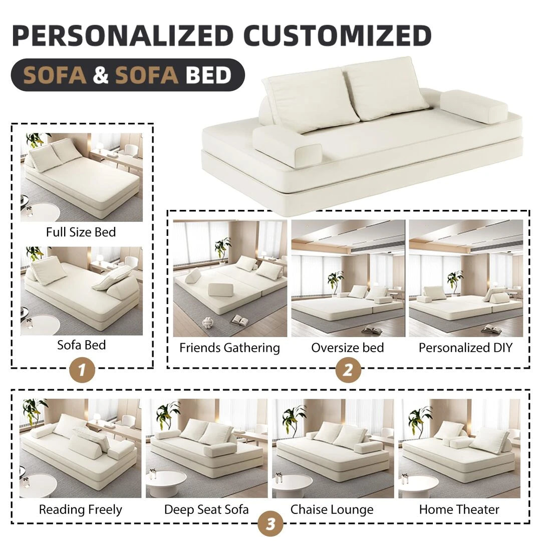 Oversize Floor Sofa Bed with Adjustable Backrests