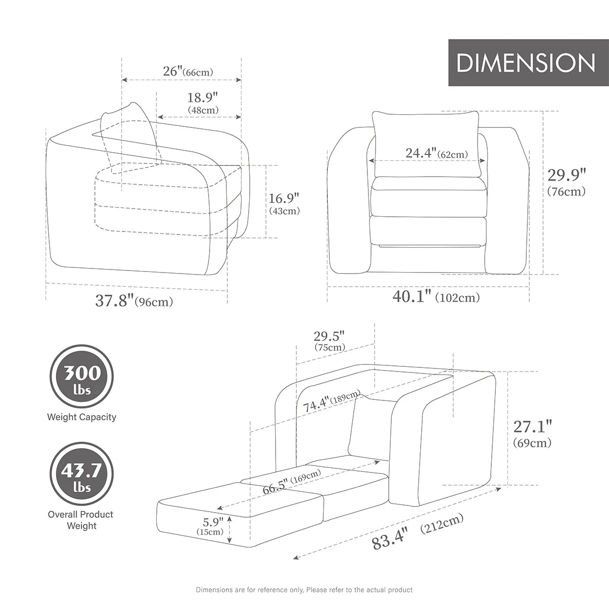 2-in-1 Pull Out Foldable Sofa Bed