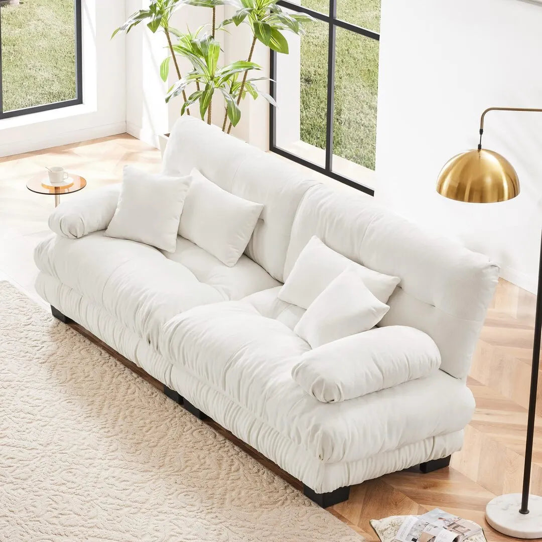 Modular Chenille Sectional Couch with Pillows