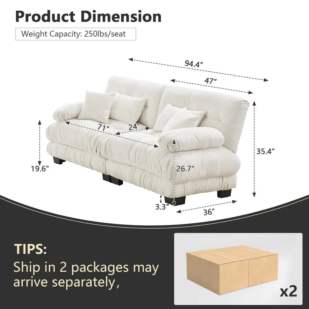 Modular Chenille Sectional Couch with Pillows
