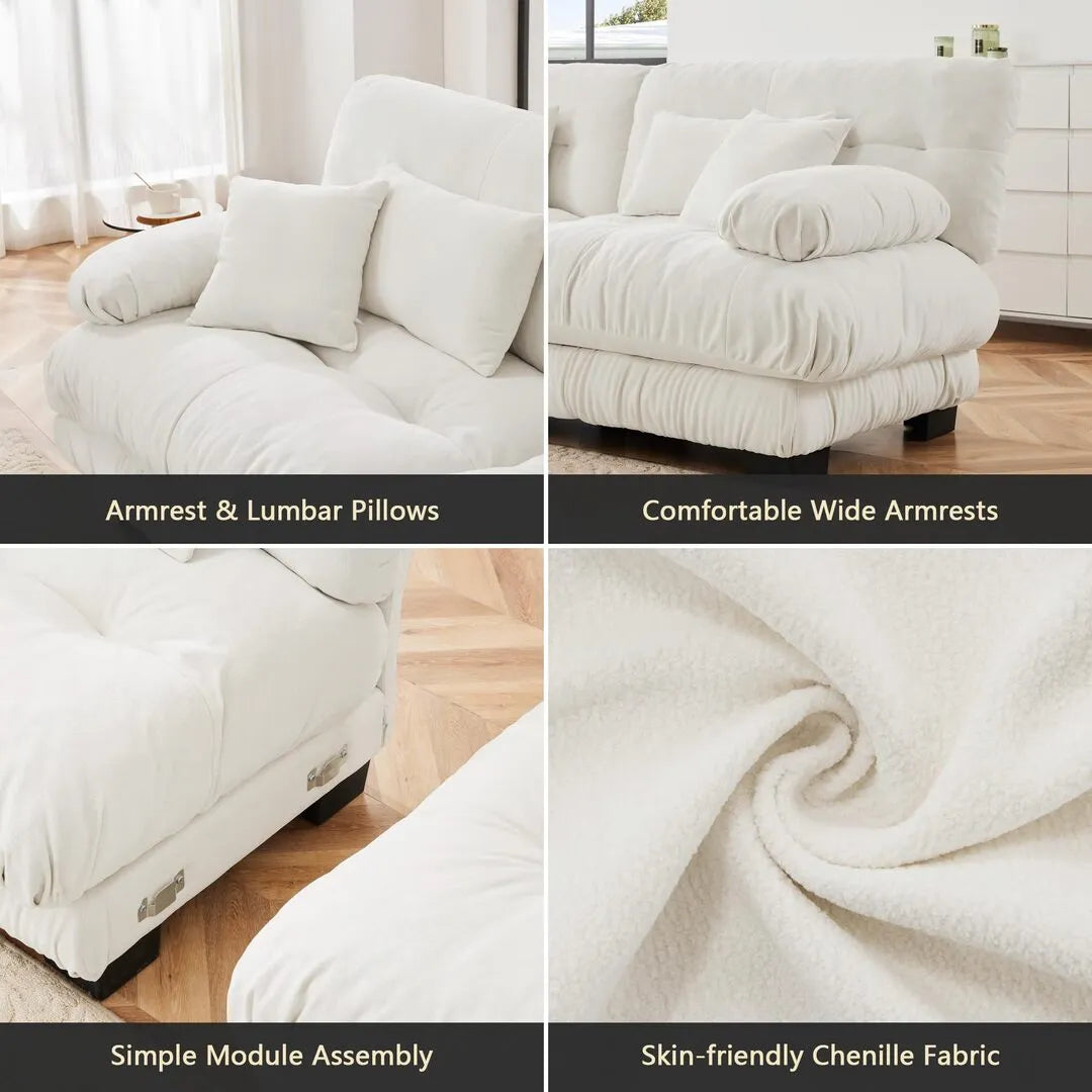 Modular Chenille Sectional Couch with Pillows