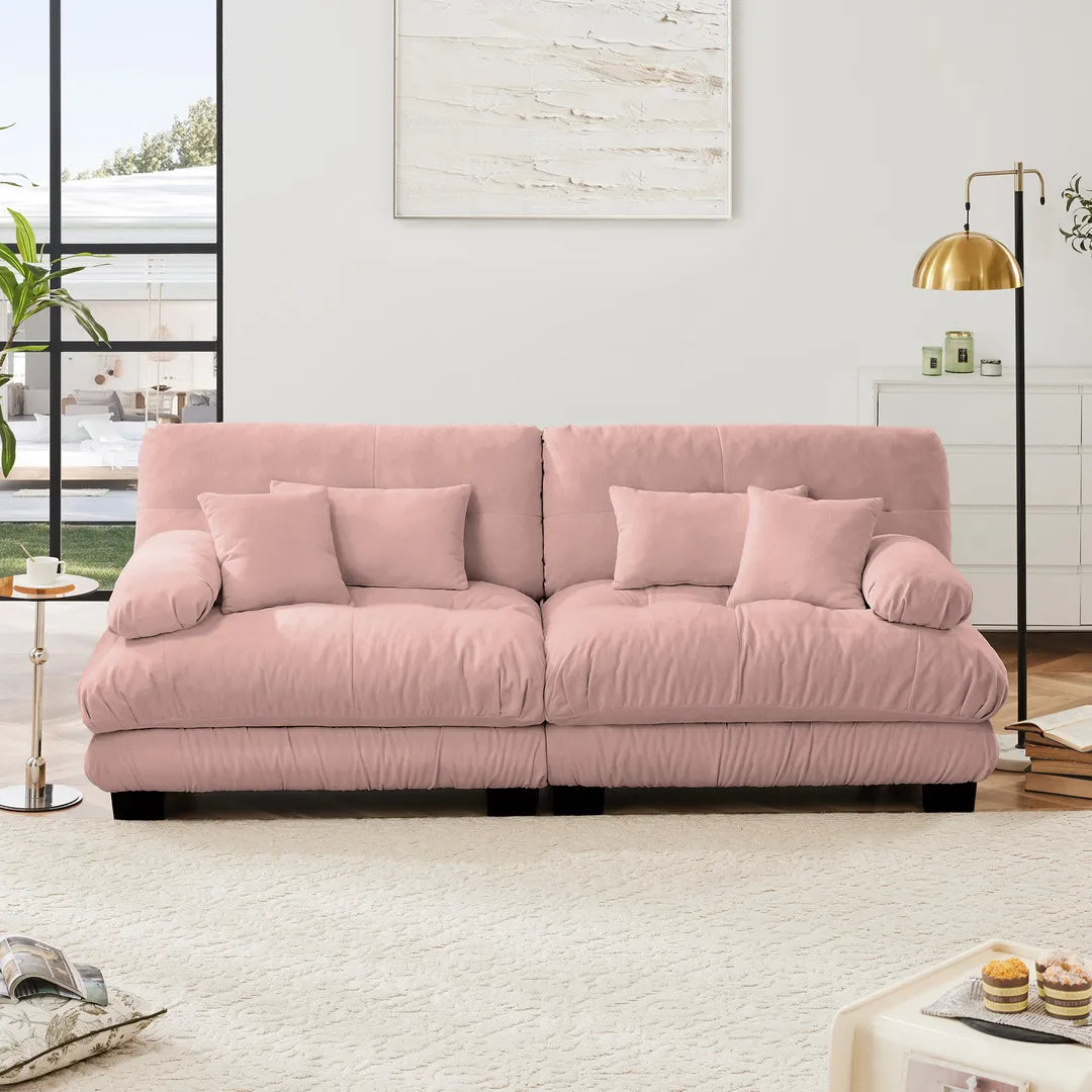 Modular Chenille Sectional Couch with Pillows