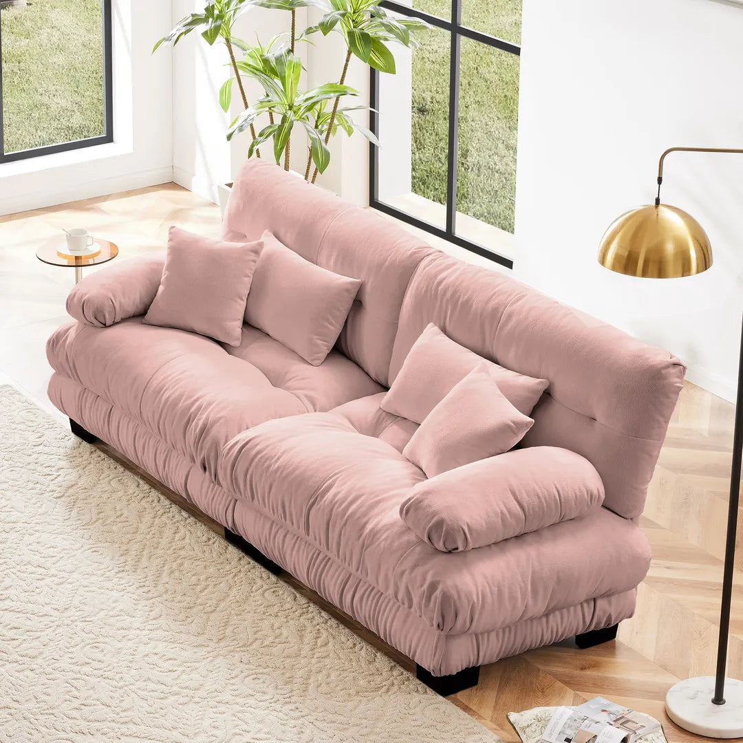 Modular Chenille Sectional Couch with Pillows