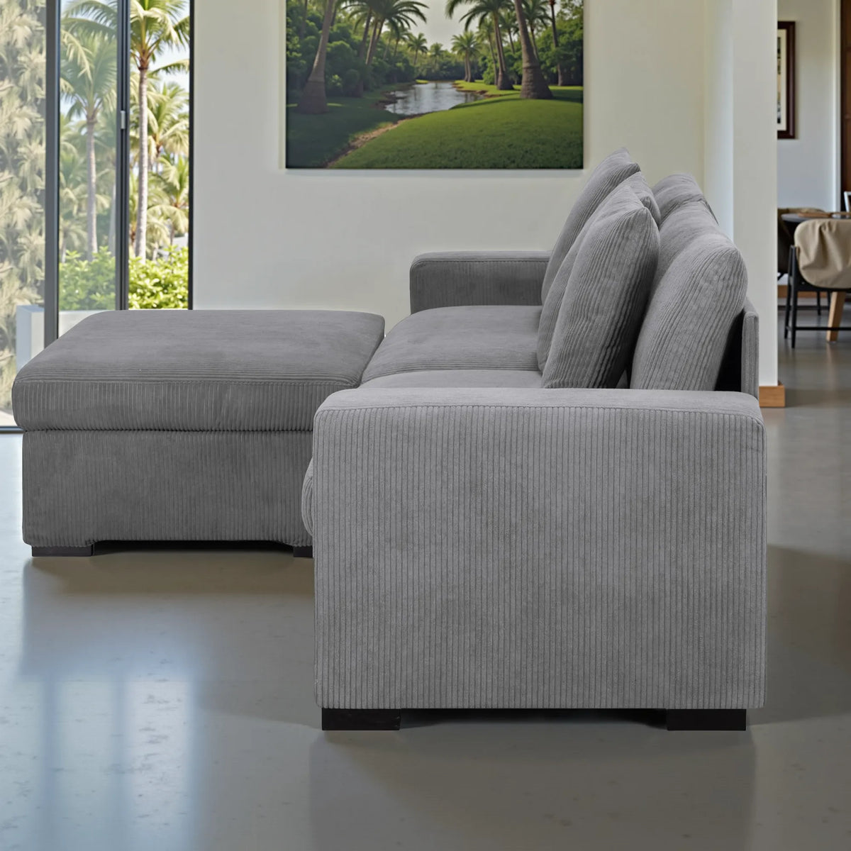 103.5” Loveseat Modular Sectional Sofa with Storage Ottoman