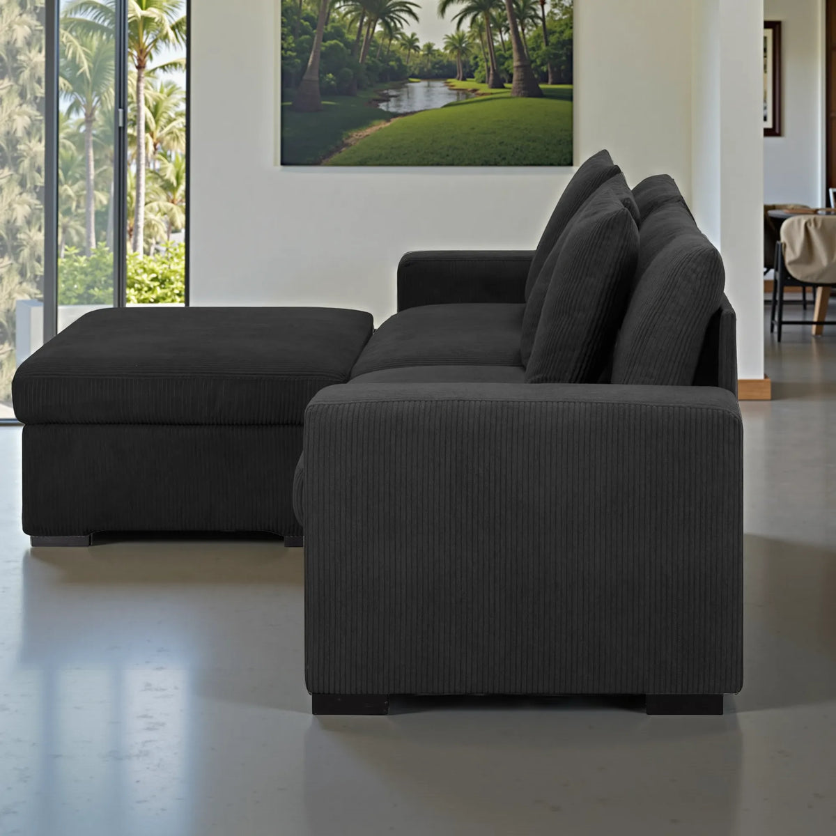 103.5” Loveseat Modular Sectional Sofa with Storage Ottoman